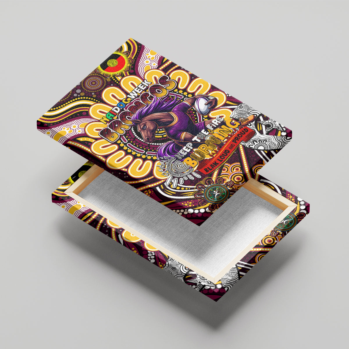 NAIDOC Week 2024 Broncos Canvas Wall Art Mascot Rugby