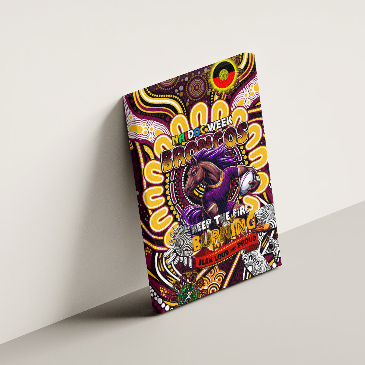 NAIDOC Week 2024 Broncos Canvas Wall Art Mascot Rugby