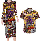 Custom NAIDOC Week 2024 Broncos Couples Matching Long Sleeve Bodycon Dress and Hawaiian Shirt Mascot Rugby
