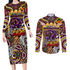 Custom NAIDOC Week 2024 Broncos Couples Matching Long Sleeve Bodycon Dress and Long Sleeve Button Shirt Mascot Rugby