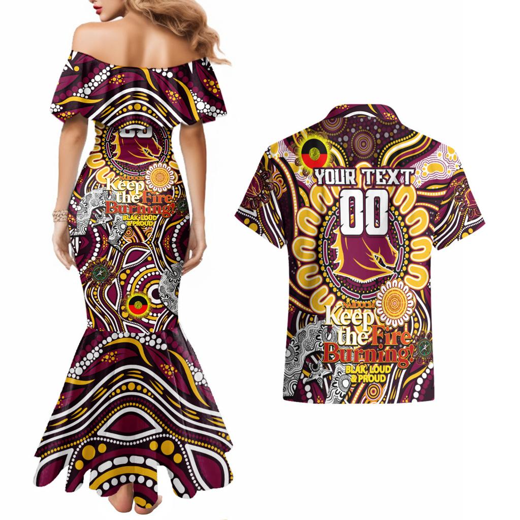 Custom NAIDOC Week 2024 Broncos Couples Matching Mermaid Dress and Hawaiian Shirt Mascot Rugby