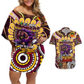 Custom NAIDOC Week 2024 Broncos Couples Matching Off Shoulder Short Dress and Hawaiian Shirt Mascot Rugby