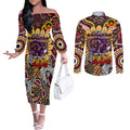 Custom NAIDOC Week 2024 Broncos Couples Matching Off The Shoulder Long Sleeve Dress and Long Sleeve Button Shirt Mascot Rugby