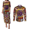 Custom NAIDOC Week 2024 Broncos Couples Matching Puletasi and Long Sleeve Button Shirt Mascot Rugby