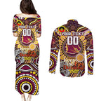 Custom NAIDOC Week 2024 Broncos Couples Matching Puletasi and Long Sleeve Button Shirt Mascot Rugby