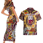 Custom NAIDOC Week 2024 Broncos Couples Matching Short Sleeve Bodycon Dress and Hawaiian Shirt Mascot Rugby