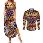 Custom NAIDOC Week 2024 Broncos Couples Matching Summer Maxi Dress and Long Sleeve Button Shirt Mascot Rugby