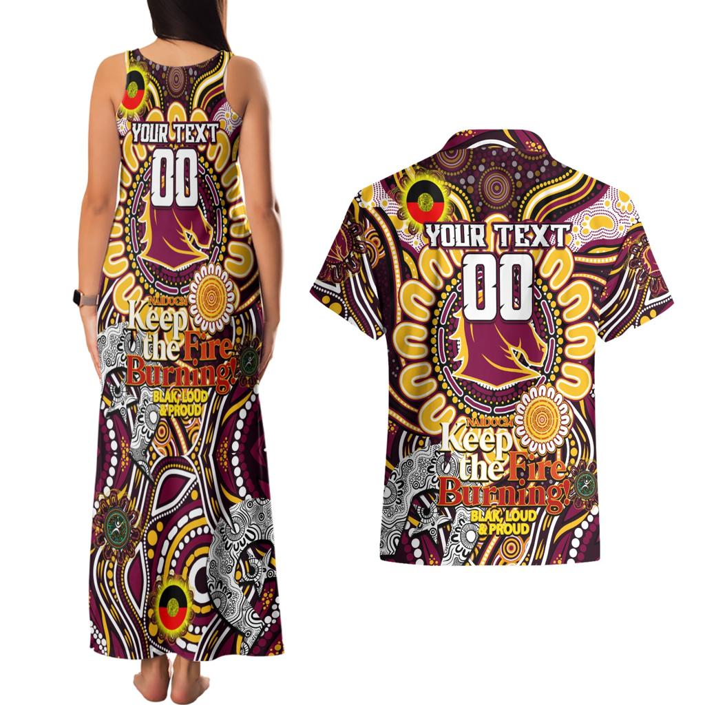 Custom NAIDOC Week 2024 Broncos Couples Matching Tank Maxi Dress and Hawaiian Shirt Mascot Rugby