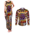 Custom NAIDOC Week 2024 Broncos Couples Matching Tank Maxi Dress and Long Sleeve Button Shirt Mascot Rugby