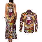 Custom NAIDOC Week 2024 Broncos Couples Matching Tank Maxi Dress and Long Sleeve Button Shirt Mascot Rugby