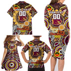 Custom NAIDOC Week 2024 Broncos Family Matching Long Sleeve Bodycon Dress and Hawaiian Shirt Mascot Rugby