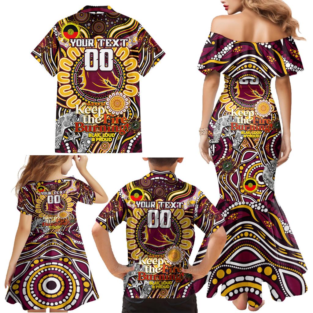 Custom NAIDOC Week 2024 Broncos Family Matching Mermaid Dress and Hawaiian Shirt Mascot Rugby