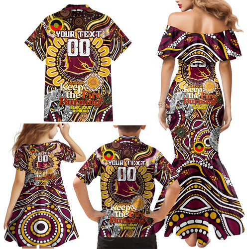 Custom NAIDOC Week 2024 Broncos Family Matching Mermaid Dress and Hawaiian Shirt Mascot Rugby