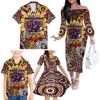 Custom NAIDOC Week 2024 Broncos Family Matching Off The Shoulder Long Sleeve Dress and Hawaiian Shirt Mascot Rugby