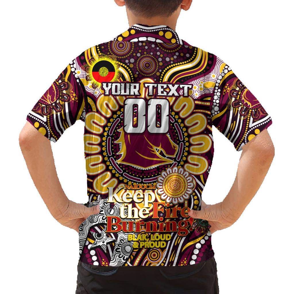 Custom NAIDOC Week 2024 Broncos Family Matching Off The Shoulder Long Sleeve Dress and Hawaiian Shirt Mascot Rugby