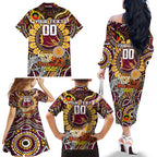 Custom NAIDOC Week 2024 Broncos Family Matching Off The Shoulder Long Sleeve Dress and Hawaiian Shirt Mascot Rugby