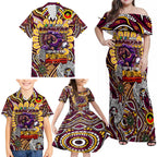 Custom NAIDOC Week 2024 Broncos Family Matching Off Shoulder Maxi Dress and Hawaiian Shirt Mascot Rugby