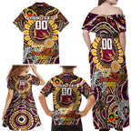Custom NAIDOC Week 2024 Broncos Family Matching Off Shoulder Maxi Dress and Hawaiian Shirt Mascot Rugby