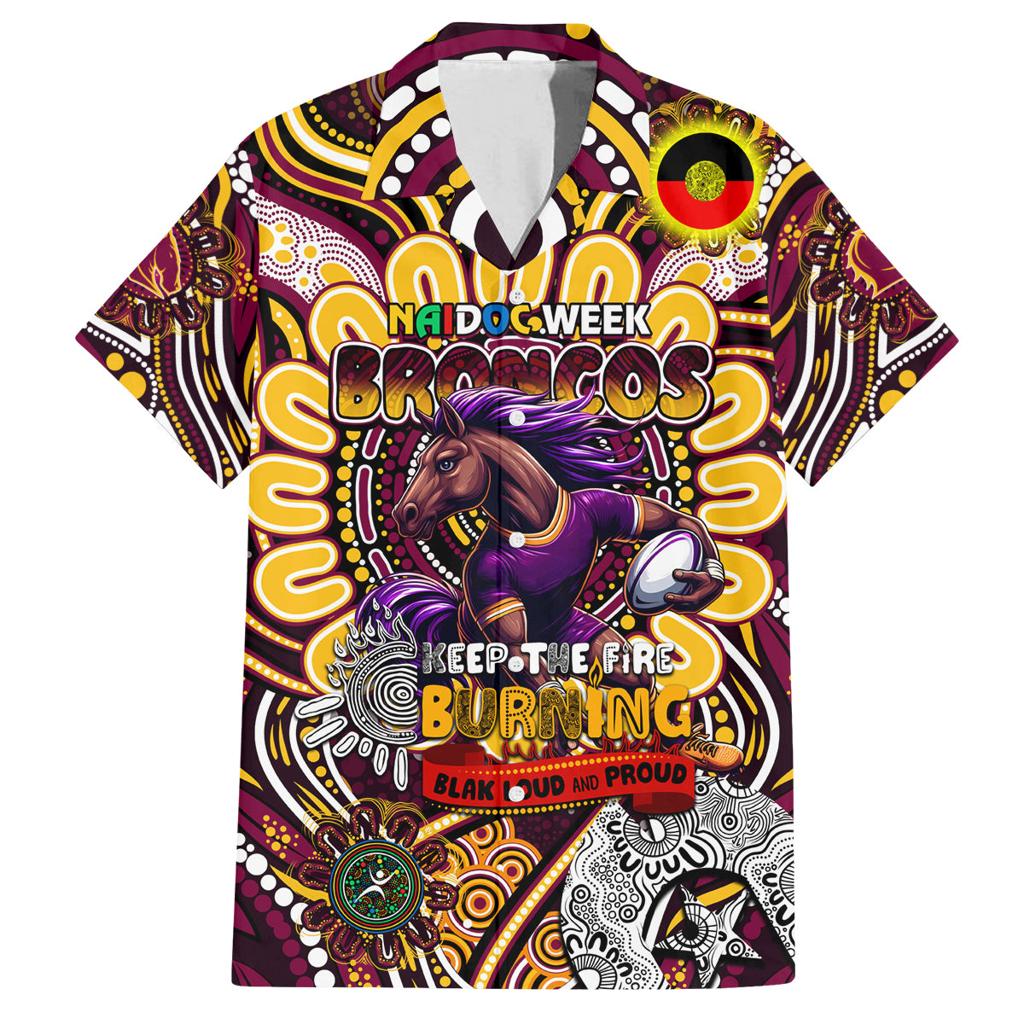 Custom NAIDOC Week 2024 Broncos Family Matching Off Shoulder Maxi Dress and Hawaiian Shirt Mascot Rugby