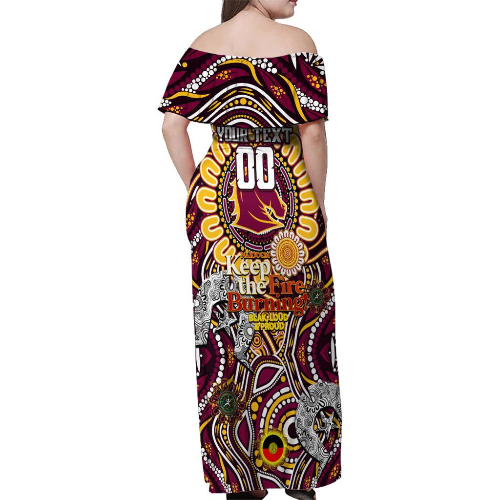 Custom NAIDOC Week 2024 Broncos Family Matching Off Shoulder Maxi Dress and Hawaiian Shirt Mascot Rugby