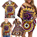 Custom NAIDOC Week 2024 Broncos Family Matching Off Shoulder Short Dress and Hawaiian Shirt Mascot Rugby