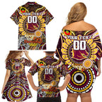 Custom NAIDOC Week 2024 Broncos Family Matching Off Shoulder Short Dress and Hawaiian Shirt Mascot Rugby