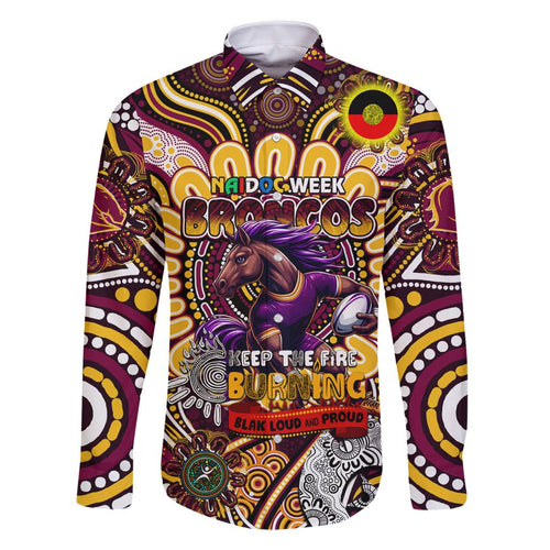 Custom NAIDOC Week 2024 Broncos Family Matching Off Shoulder Short Dress and Hawaiian Shirt Mascot Rugby
