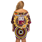 Custom NAIDOC Week 2024 Broncos Family Matching Off Shoulder Short Dress and Hawaiian Shirt Mascot Rugby