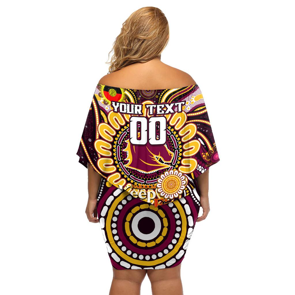 Custom NAIDOC Week 2024 Broncos Family Matching Off Shoulder Short Dress and Hawaiian Shirt Mascot Rugby