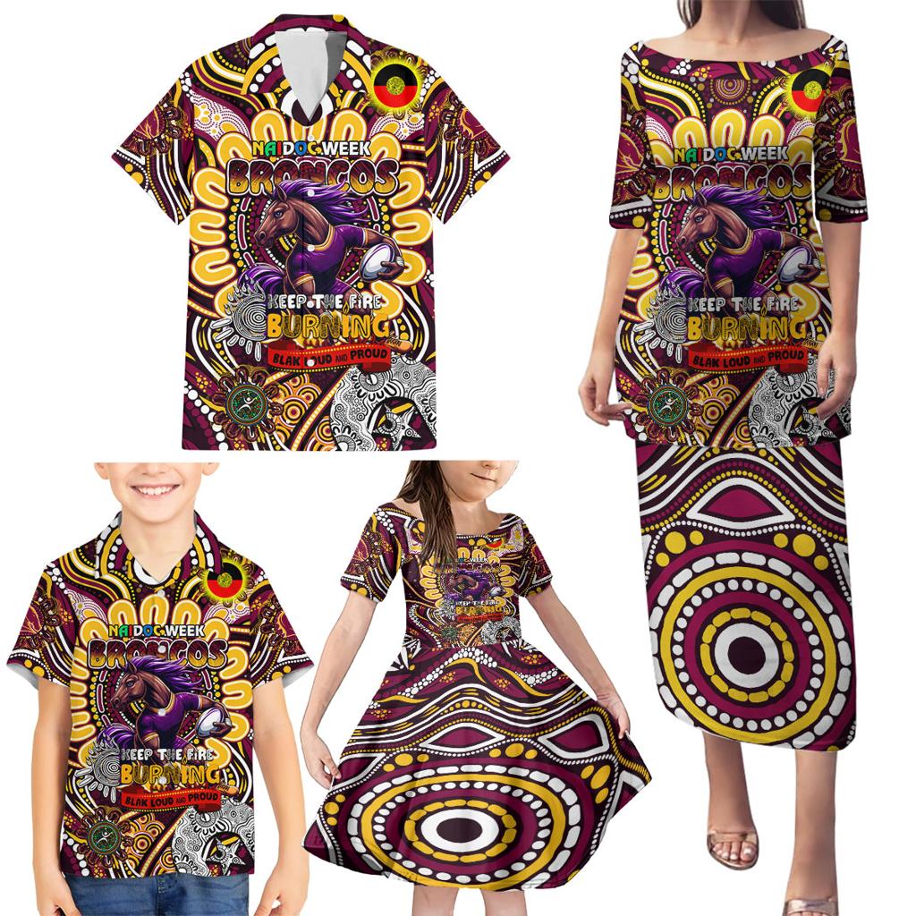 Custom NAIDOC Week 2024 Broncos Family Matching Puletasi and Hawaiian Shirt Mascot Rugby