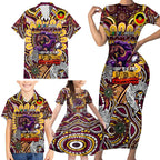 Custom NAIDOC Week 2024 Broncos Family Matching Short Sleeve Bodycon Dress and Hawaiian Shirt Mascot Rugby