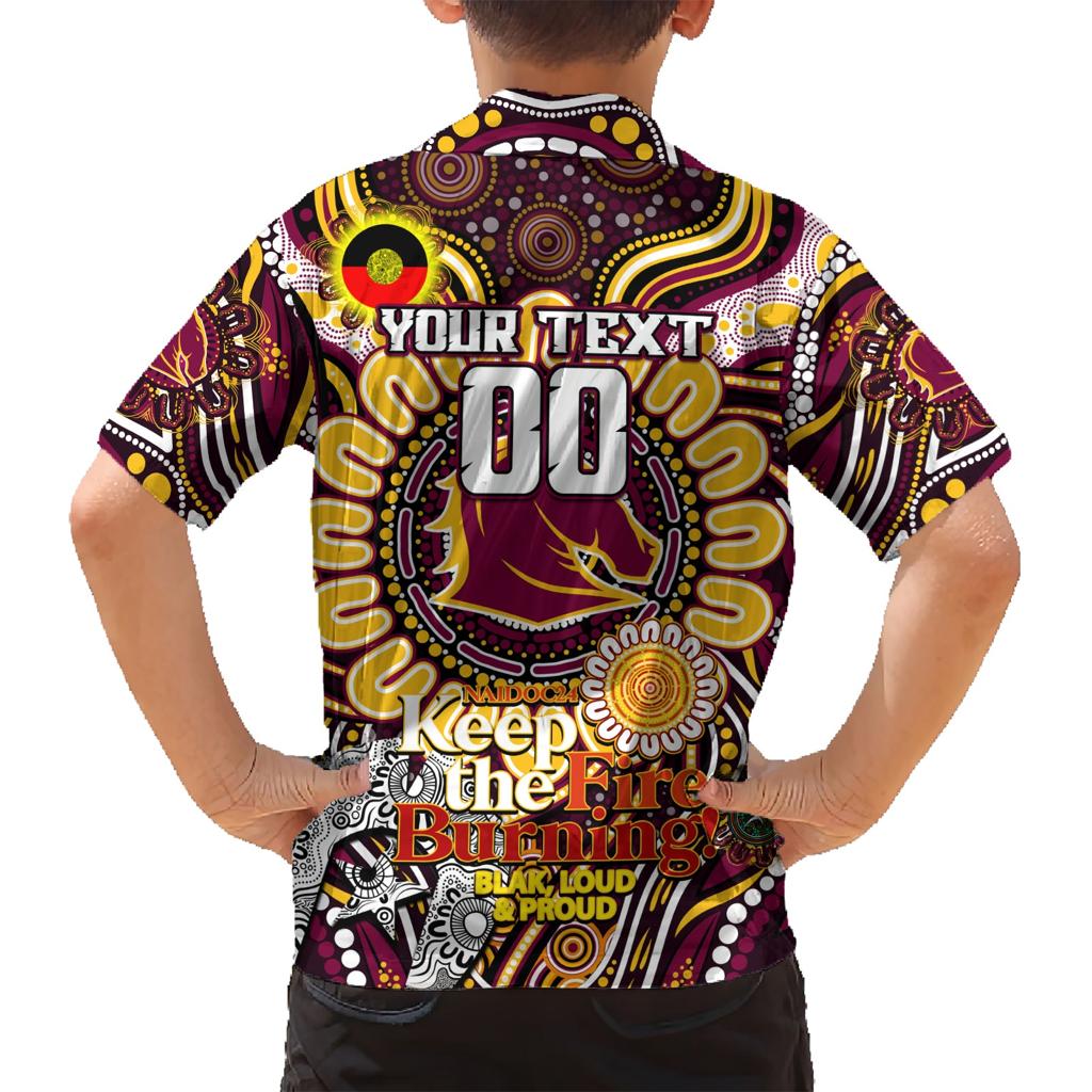 Custom NAIDOC Week 2024 Broncos Family Matching Short Sleeve Bodycon Dress and Hawaiian Shirt Mascot Rugby