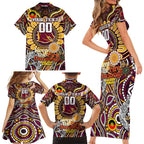 Custom NAIDOC Week 2024 Broncos Family Matching Short Sleeve Bodycon Dress and Hawaiian Shirt Mascot Rugby