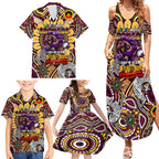 Custom NAIDOC Week 2024 Broncos Family Matching Summer Maxi Dress and Hawaiian Shirt Mascot Rugby