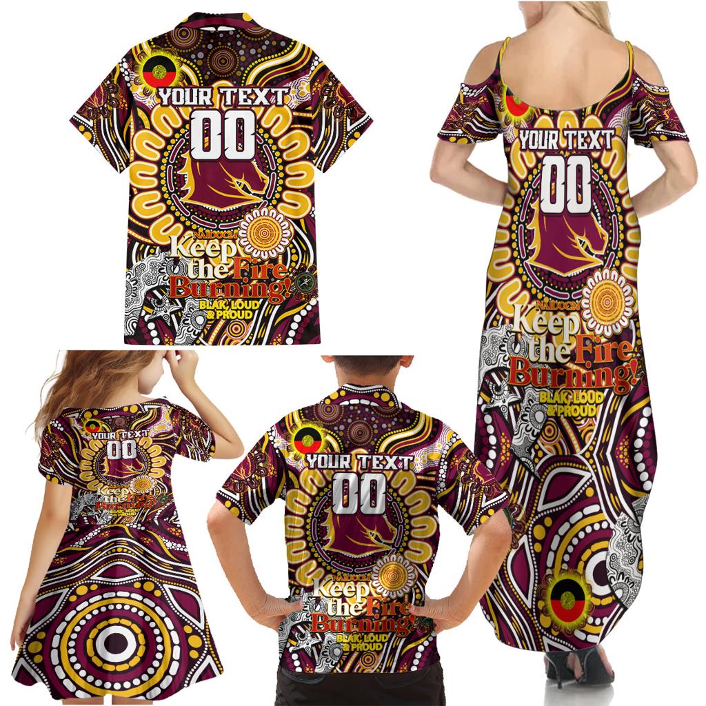 Custom NAIDOC Week 2024 Broncos Family Matching Summer Maxi Dress and Hawaiian Shirt Mascot Rugby