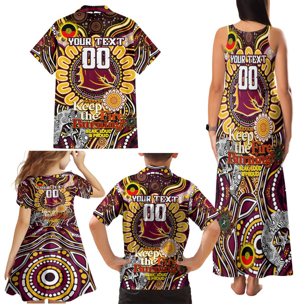 Custom NAIDOC Week 2024 Broncos Family Matching Tank Maxi Dress and Hawaiian Shirt Mascot Rugby