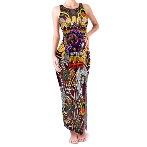 Custom NAIDOC Week 2024 Broncos Family Matching Tank Maxi Dress and Hawaiian Shirt Mascot Rugby