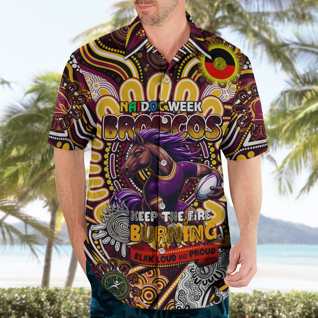 Custom NAIDOC Week 2024 Broncos Hawaiian Shirt Mascot Rugby