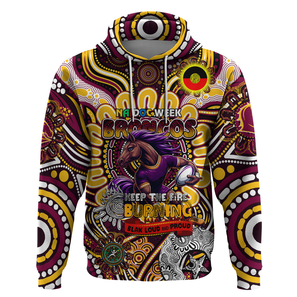 Custom NAIDOC Week 2024 Broncos Hoodie Mascot Rugby