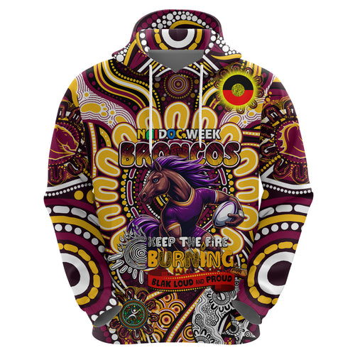 Custom NAIDOC Week 2024 Broncos Hoodie Mascot Rugby