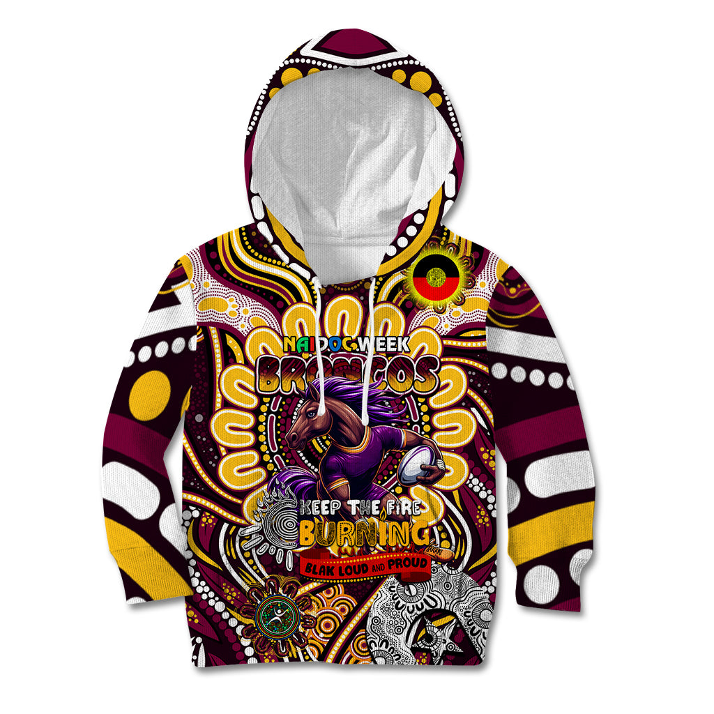 Custom NAIDOC Week 2024 Broncos Kid Hoodie Mascot Rugby