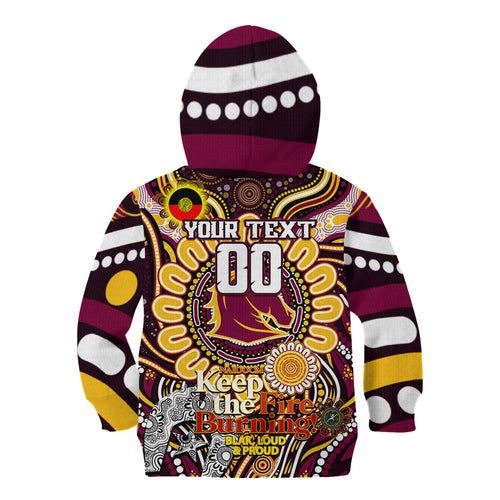 Custom NAIDOC Week 2024 Broncos Kid Hoodie Mascot Rugby