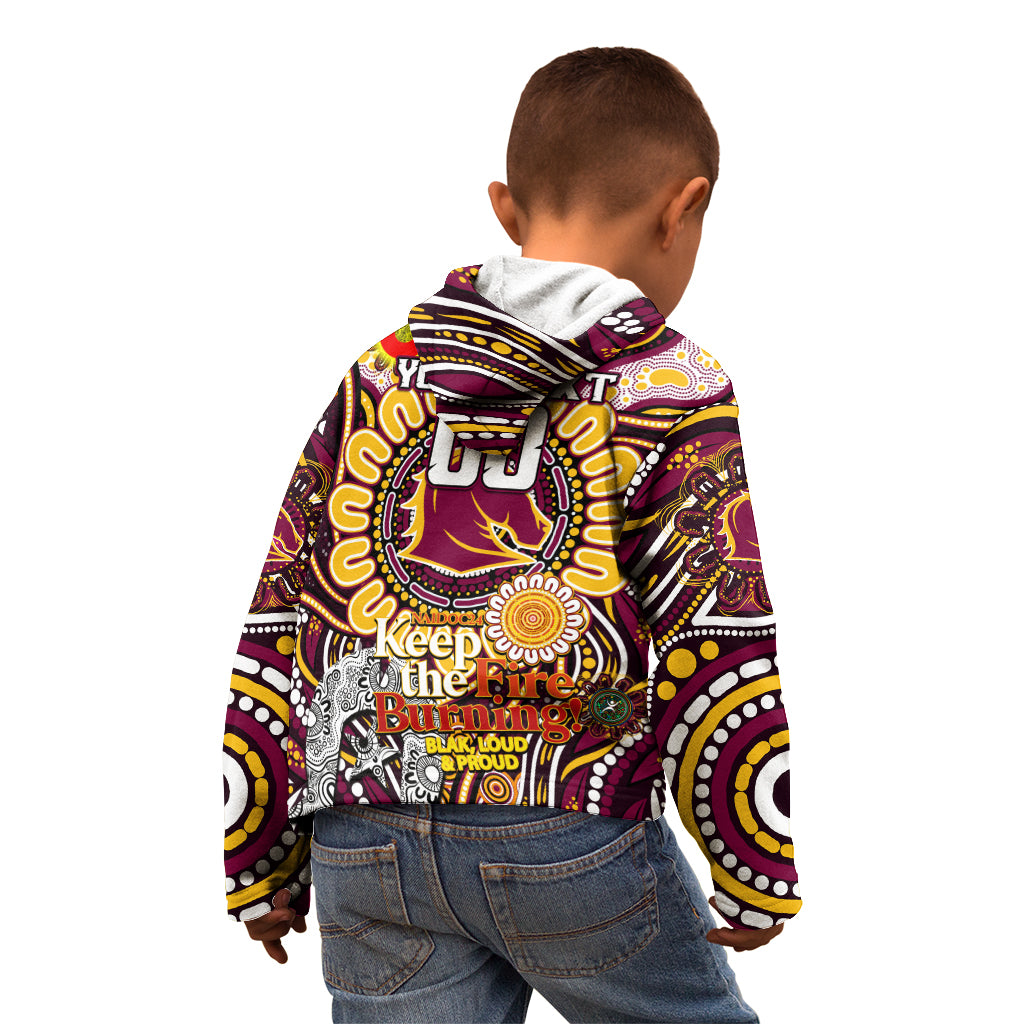Custom NAIDOC Week 2024 Broncos Kid Hoodie Mascot Rugby