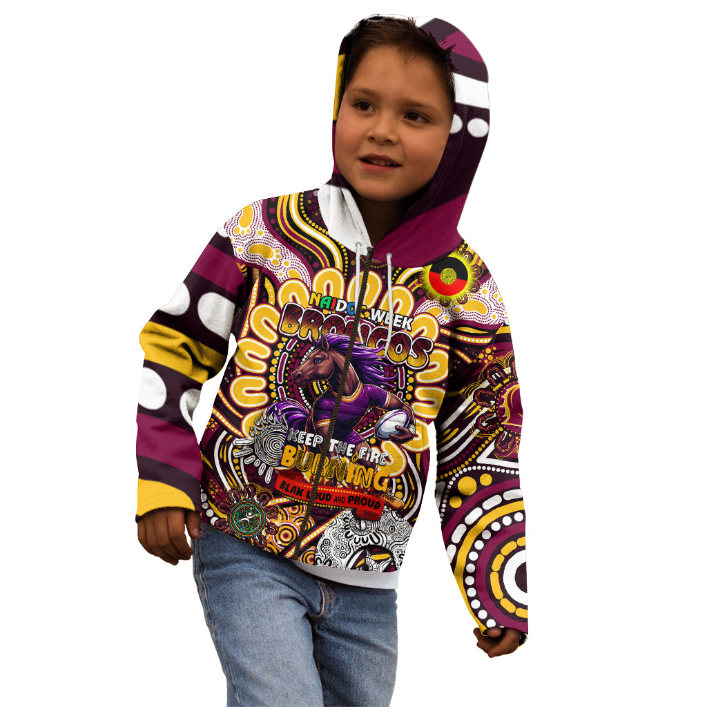 Custom NAIDOC Week 2024 Broncos Kid Hoodie Mascot Rugby