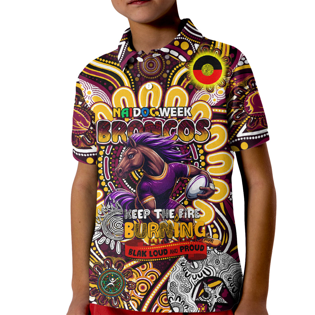 Custom NAIDOC Week 2024 Broncos Kid Polo Shirt Mascot Rugby