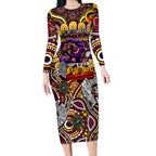 Custom NAIDOC Week 2024 Broncos Long Sleeve Bodycon Dress Mascot Rugby
