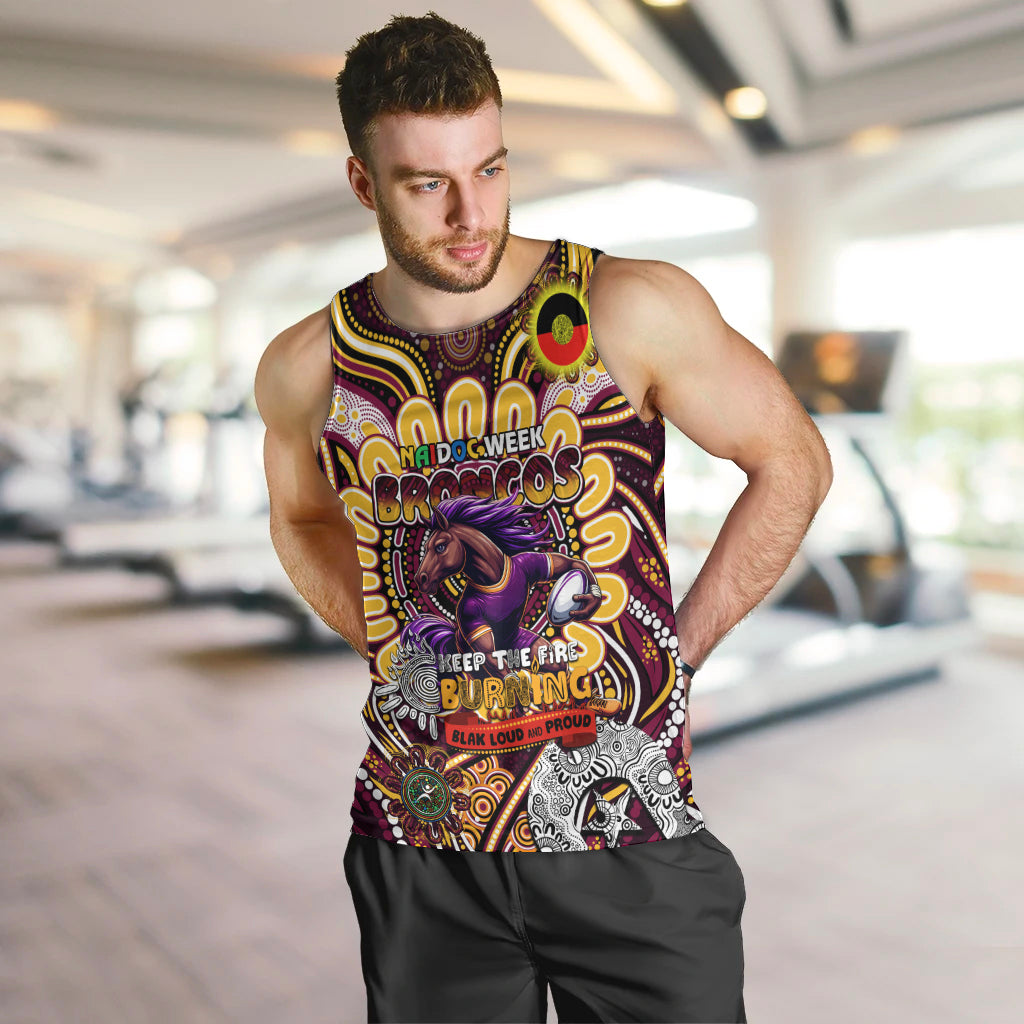 Custom NAIDOC Week 2024 Broncos Men Tank Top Mascot Rugby