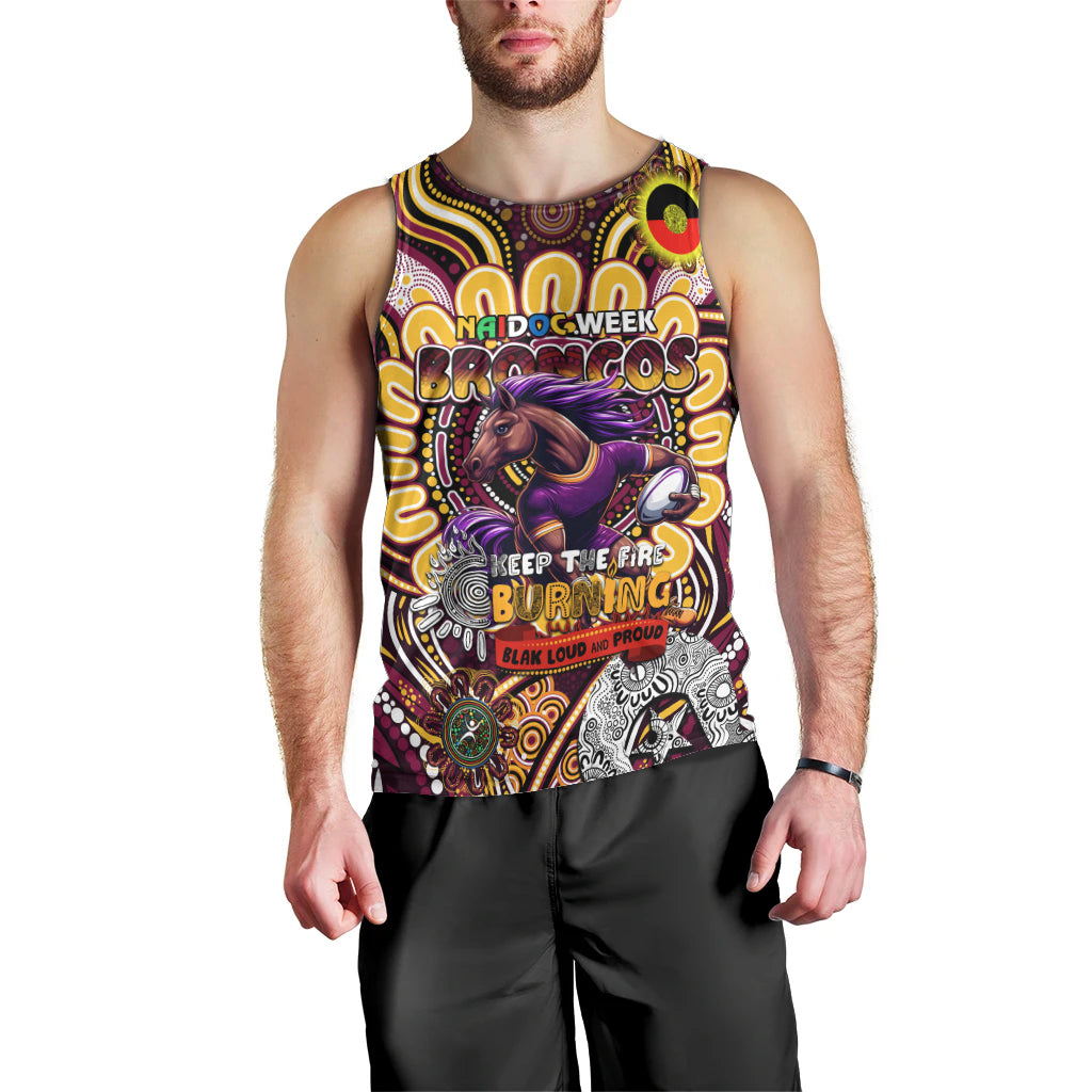 Custom NAIDOC Week 2024 Broncos Men Tank Top Mascot Rugby