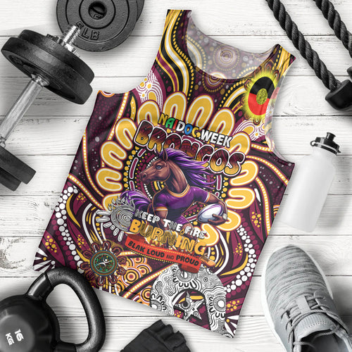 Custom NAIDOC Week 2024 Broncos Men Tank Top Mascot Rugby