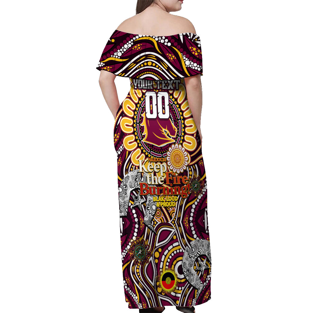 Custom NAIDOC Week 2024 Broncos Off Shoulder Maxi Dress Mascot Rugby